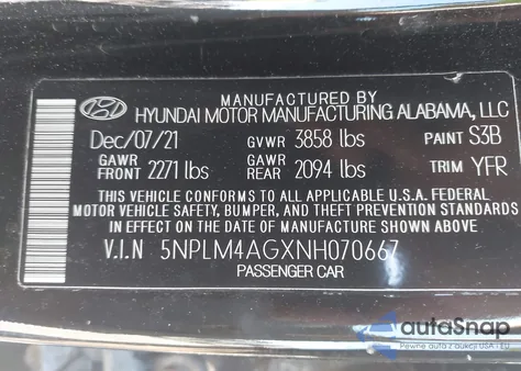 2022 Hyundai Elantra Sel from USA, damaged, VIN 5NPLM4AGXNH070667